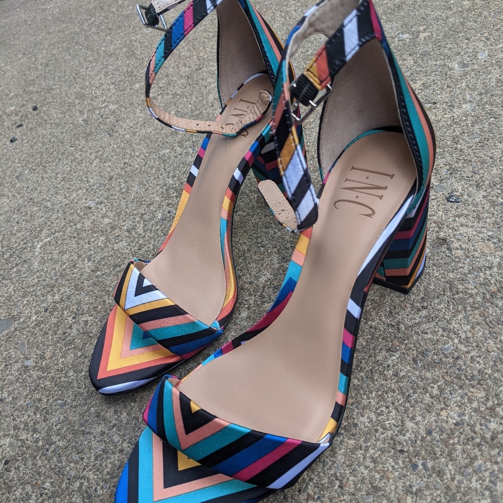 I.N.C Multi Color Open Toe Heels Size 6.5m - image 1